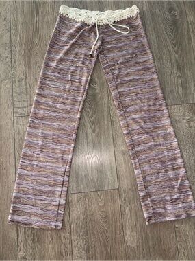 Mora Boutique Boho Knit Flare Pants Crochet Waist Y2K Festival XS/S